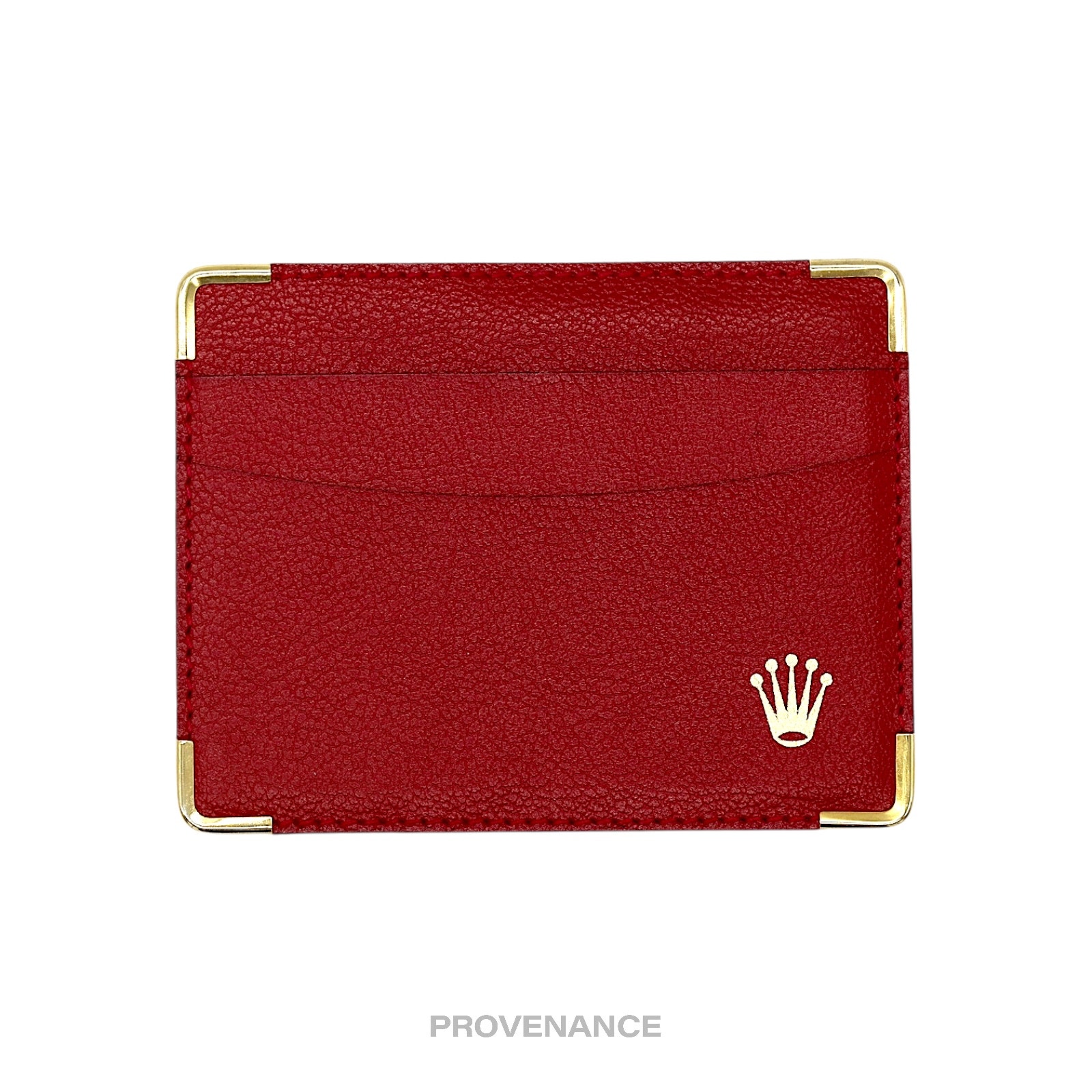 Rolex Card Holder Wallet  Red Leather